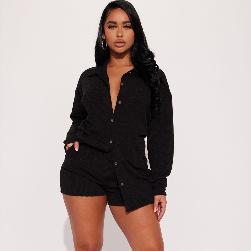 Black 2 Piece Shorts Set Small